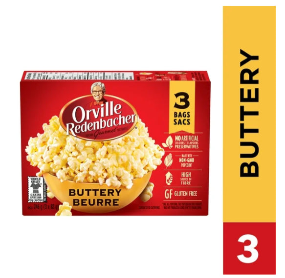 Orville Redenbacher Popcorn, Non-GMO, 3 x  82g, 246g