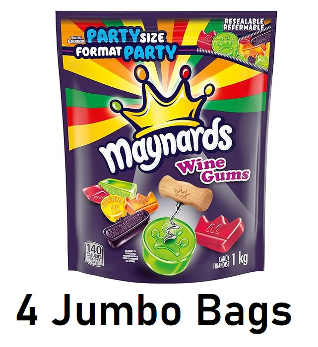 Maynards Wine Gums, 1kg /2.2lbs Each 4 Jumbo Bags