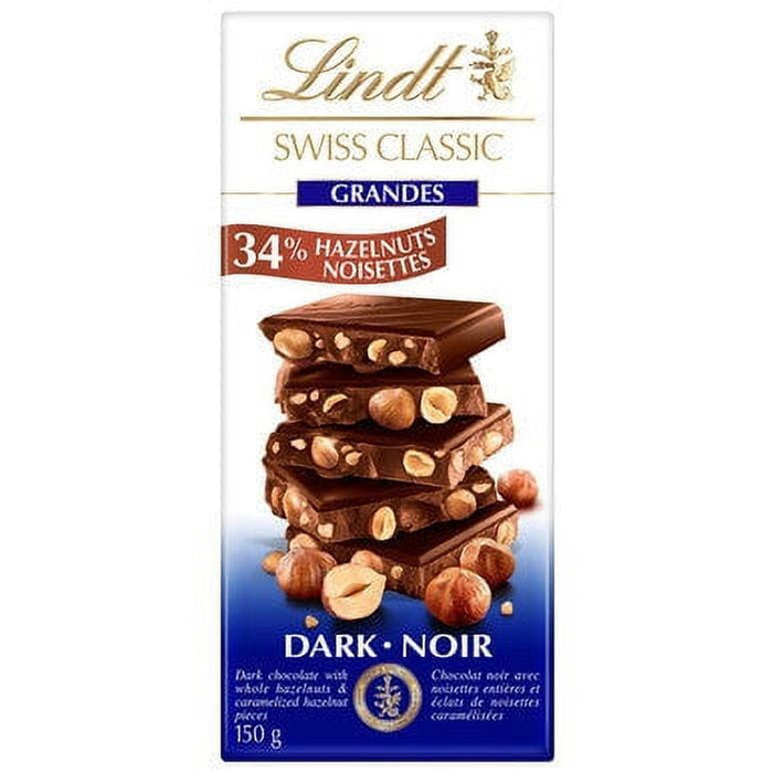 Lindt Swiss Classic Grandes Hazelnut Dark Chocolate Bar 150g/5.25oz