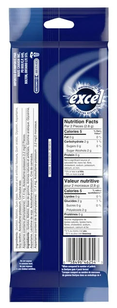 EXCEL, Winterfresh Flavored Sugar Free Chewing Gum, 18 Pieces, 3 Packs, 25g