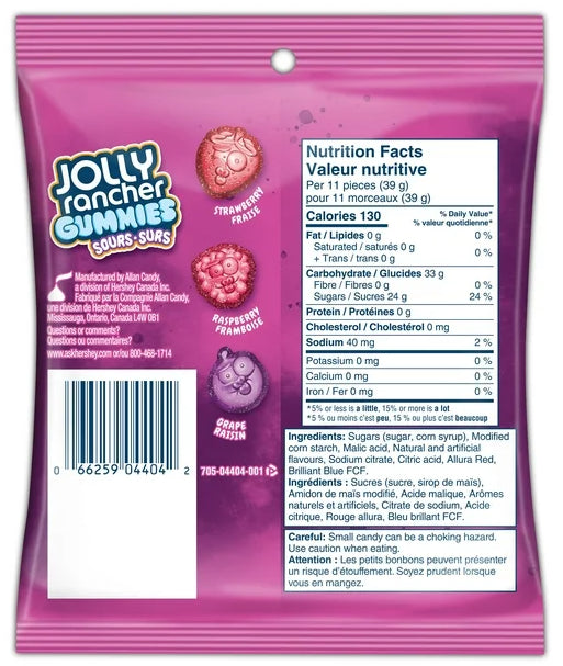 JOLLY RANCHER Sours Berries Flavours, Gummy Candy, 182g