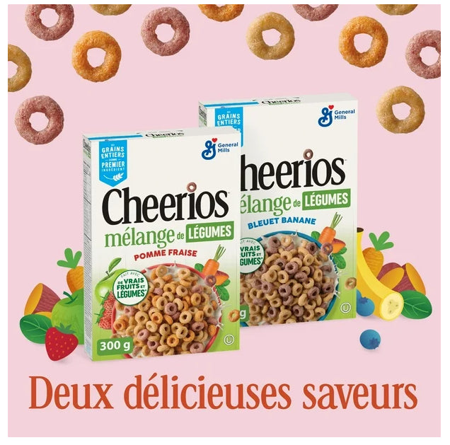 Cheerios Veggie Blends Apple Strawberry, Whole Grains, 300g