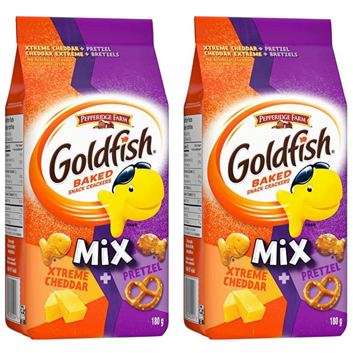 Goldfish Mix Xtreme Cheddar and Pretzel Crackers, 180g/6.3oz, 2 BAGS - CanadaGrocery