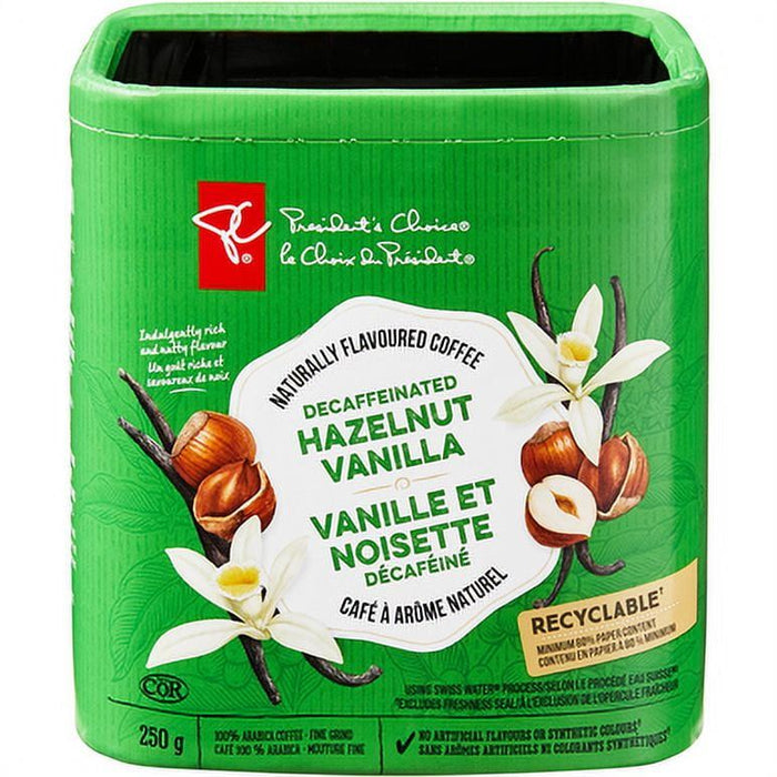 President's Choice Decaffeinated Hazelnut Vanilla Coffee, 250g/8.75oz