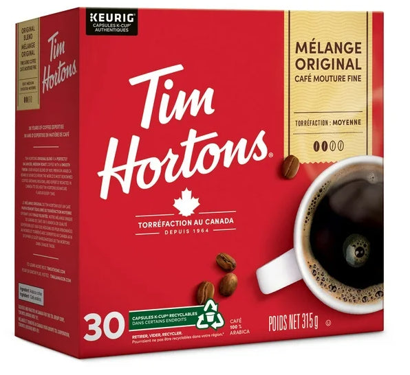 Tim Hortons Original Blended Coffee Keurig K-Cup, 30ct, 315g