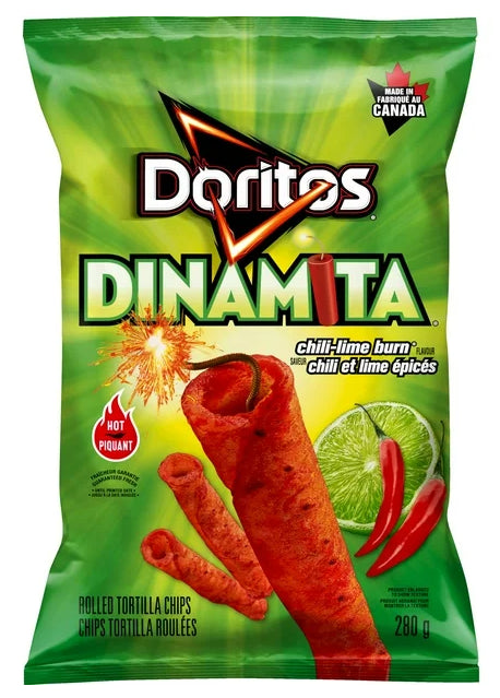 Doritos Dinamita Chile-Lime Burn rolled tortilla chips, 280g