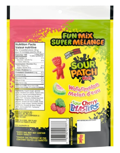 Sour Patch Kids, Fun Mix Candy, Variety Pack, Resealable Bag, Gummy Candy, 315g