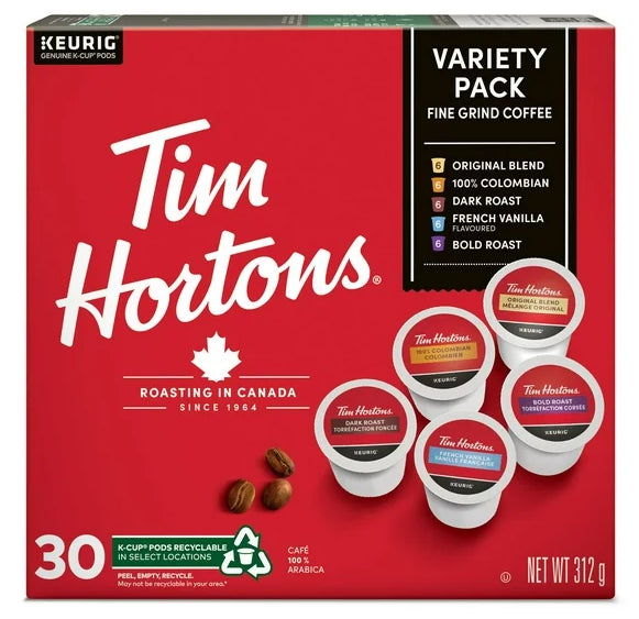 Tim Hortons K-Cup Coffee Cups, 30pc Variety Pack, 312g