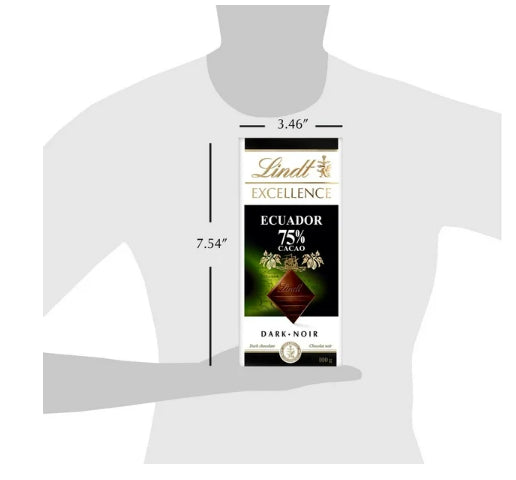 Lindt EXCELLENCE Ecuador 75% Cacao Dark Chocolate Bar, 100g