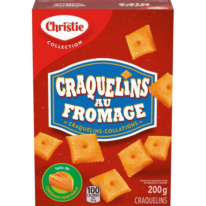 Christie Cheese Nips Cheddar Baked Snack Crackers, 1 Box 200g {Canadian Product}