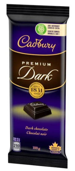 Cadbury Premium Dark Chocolate Bar, 100g