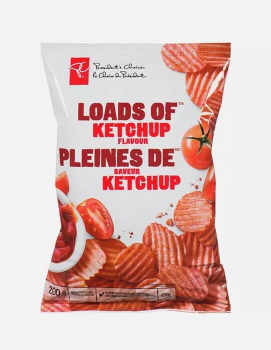 President's Choice Ketchup Potato Chips Size 200g 12 Bags