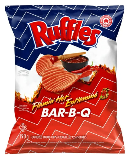 Ruffles Flamin' Hot Bar-B-Q Flavored Potato Chips, 190g