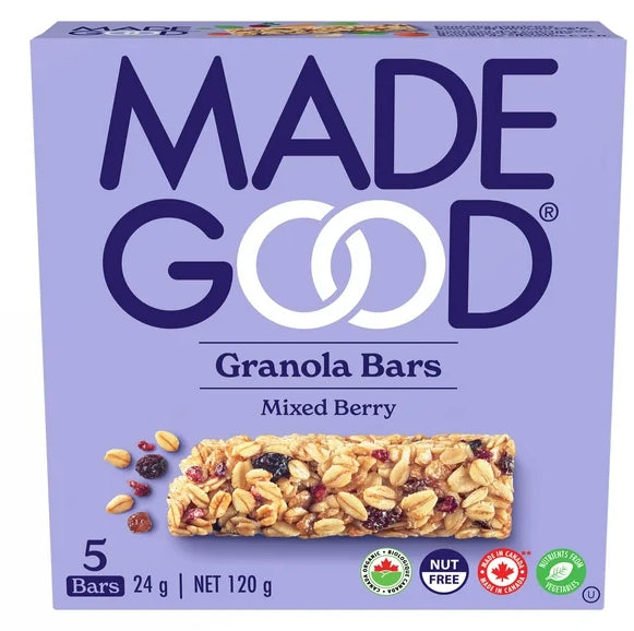 MadeGood Mixed Berry Granola Bars, 5 x 24g