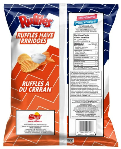 Ruffles Cheddar & Sour Cream Flavored Potato Chips, 200g