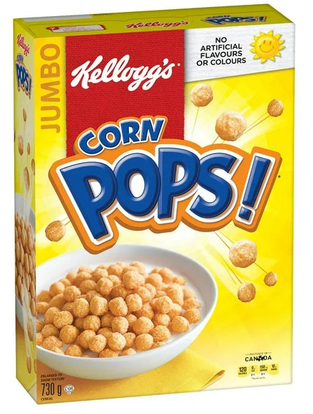 Kellogg's Canadian Corn Pops Cereal, Jumbo Size, 730g