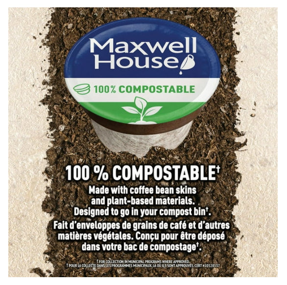 Maxwell House Original Roast Coffee 100% Compostable K Cup Coffee Pods, 12 Pods, 114g