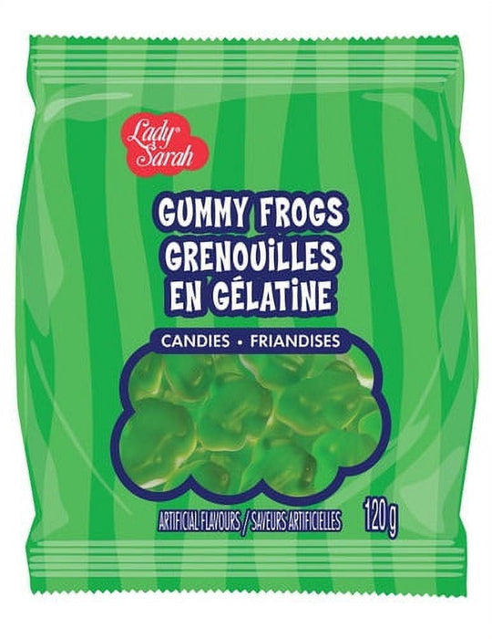 Lady Sarah Gummy Frogs, 120g/4.2oz Peg Bag