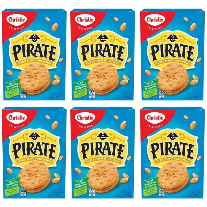 Christie Pirate Oatmeal Peanut Butter Cookies 300g/10.6oz, 6 BOXES