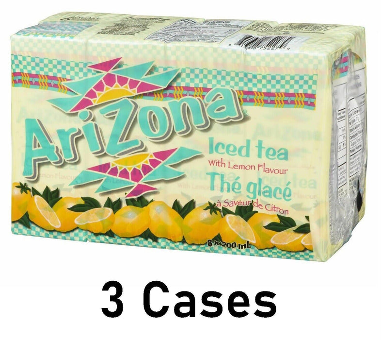 Arizona Iced Tea Lemon Flavor 200ml 3 Cases of 8 Juice Boxes