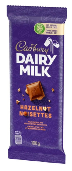 Cadbury Dairy Milk Hazelnut Chocolate Bars, 100g