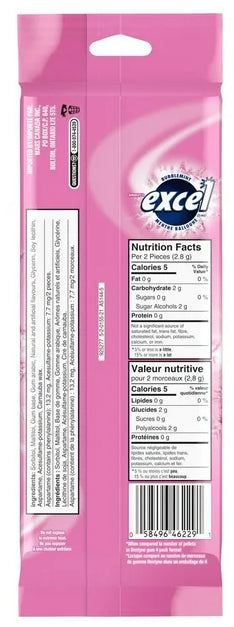 EXCEL, Bubblemint Flavored Sugar Free Chewing Gum, 18 Pieces, 3 Packs, 25g