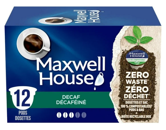 Maxwell House, Decaf Coffee 100% Compostable Pods, 12 pods, 117g