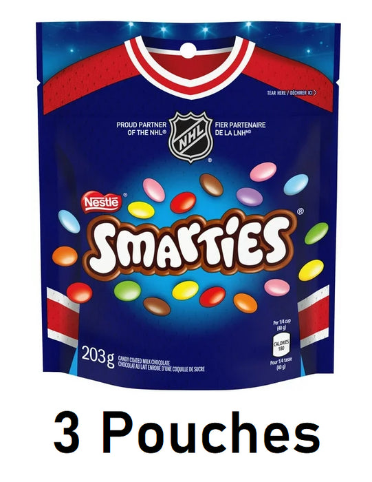 Nestle Smartie's Resealable Chocolate Candy Bag, 203g/7.2oz Each 3 Bags