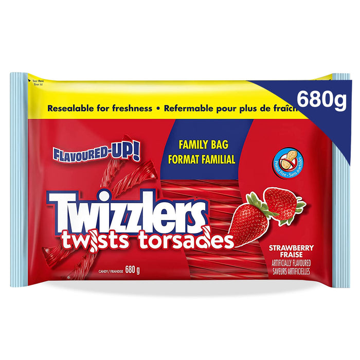 Twizzlers Strawberry Twists Candy Family Bag, 680g - CanadaGrocery