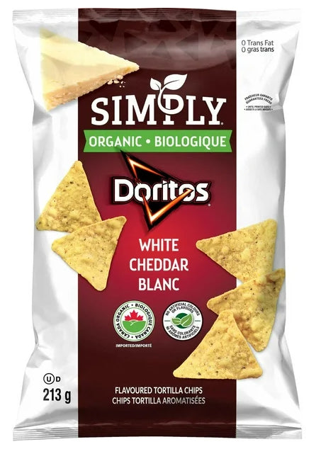 Simply DORITOS White Cheddar Flavored Tortilla Chips, 213g