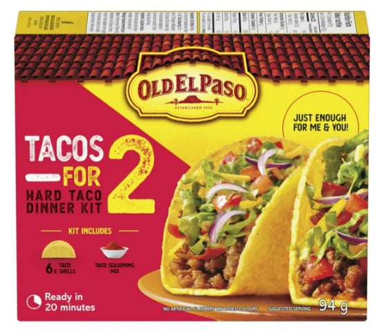 Old El Paso Tacos for 2 Hard Taco Dinner Kit, 6 Count shell, 94g