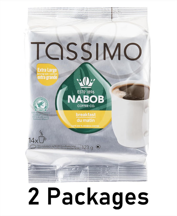 Tassimo Nabob Breakfast Blend Coffee 14 T-Discs Each 2 Packs