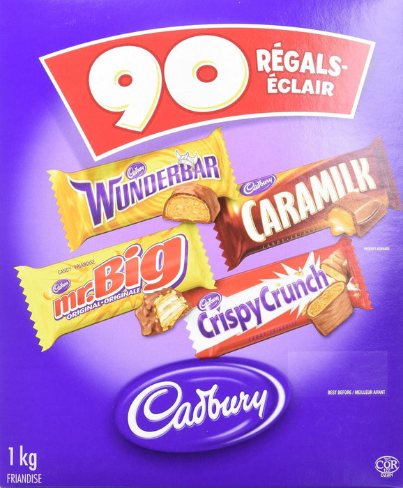 Cadbury Fun Treats Chocolate, 90 ct, Wunderbar, Mr. Big, Caramilk, Crispy Crunch