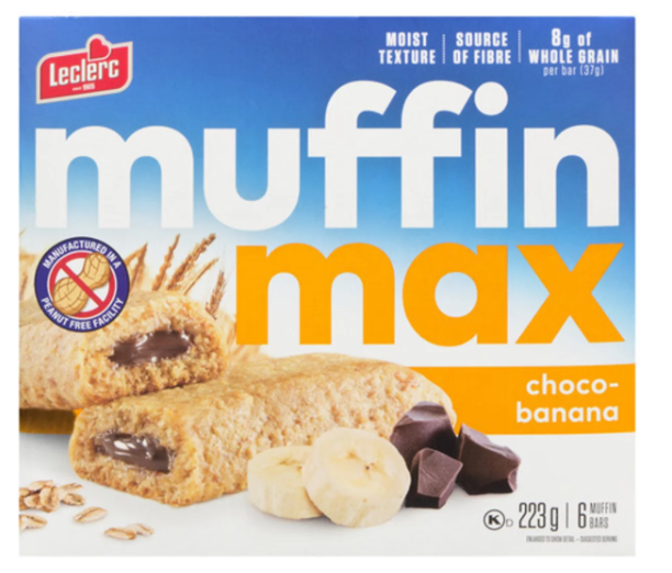 Leclerc Muffin Max Bars Banana Chocolate 223g