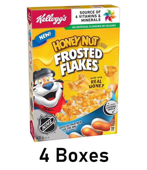 Kellogg's Frosted Flakes Honey Nut Cereal 435g Each 4 Boxes - CanadaGrocery