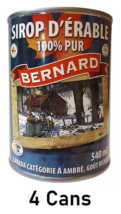 Bernard Canada Grade A Amber Rich Taste Maple Syrup 18oz / 540ml Each 4 Cans