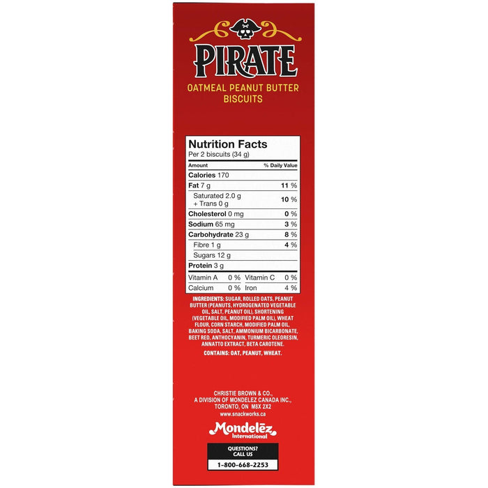 Christie Peek Freans Pirate Peanut Butter Oatmeal Cookies 10.6oz {Canadian}