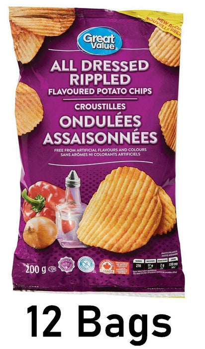 Great Value All Dressed Rippled Chips Size 200g Each 12 Bags From Canada