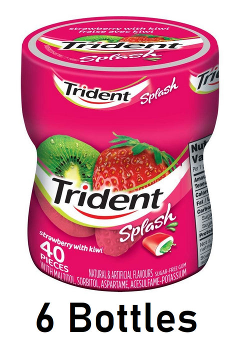 Trident Splash Strawberry Kiwi Chewing Gum 40 Pieces Each 6 Bottles