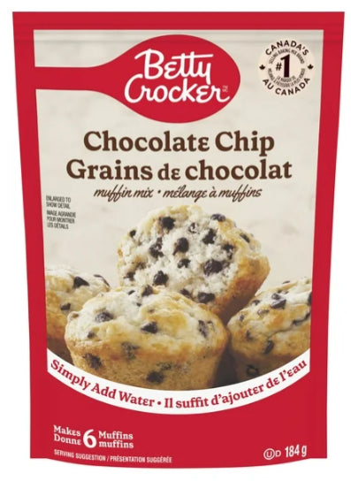 Betty Crocker Muffin Mix Chocolate Chip - Snack Size, 184g