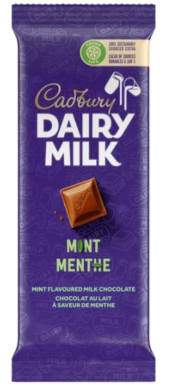 Cadbury Dairy Milk, Mint Flavored Milk Chocolate, Chocolate Bar, 100g