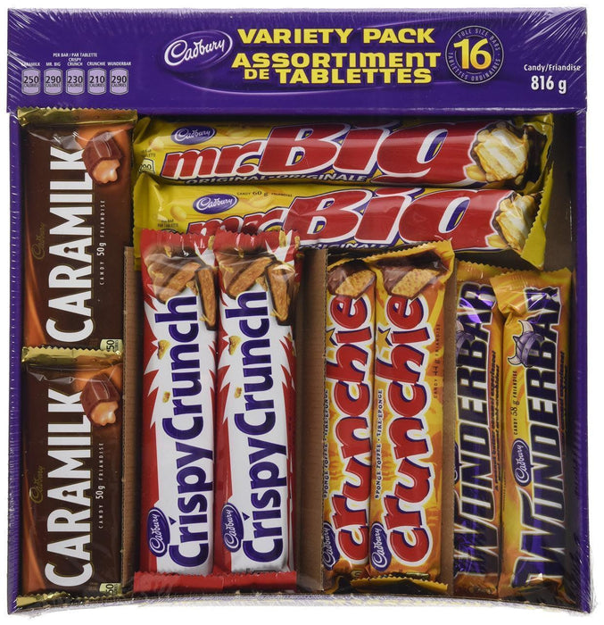 Cadbury 16 Full Size Bars Pack Wunderbar Caramilk Mr.Big Crunchie Crispy Crunch