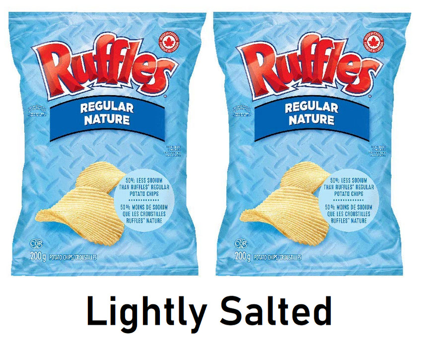 Ruffles Regular Lightly Salted Potato Chips 200g/7.05oz Each 2 Bags - CanadaGrocery