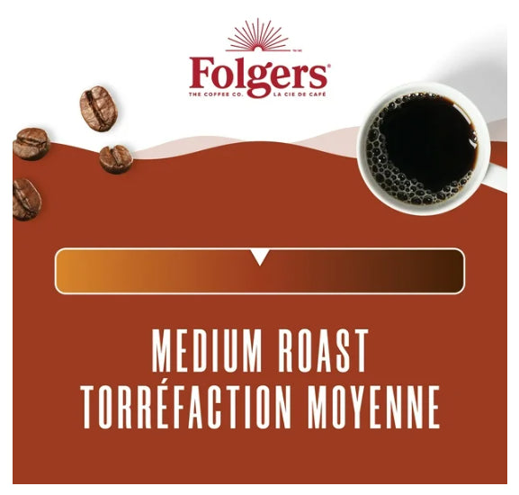 Folgers Classic Medium Roast K-Cup Coffee Pods, 12 Count, 96g