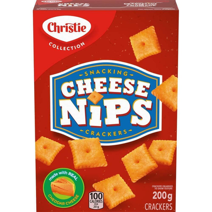 Christie Cheese Nips Cheddar Baked Snack Crackers, 1 Box 200g {Canadian Product}