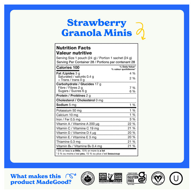 MadeGood Strawberry Granola Minis, 5 x 24g