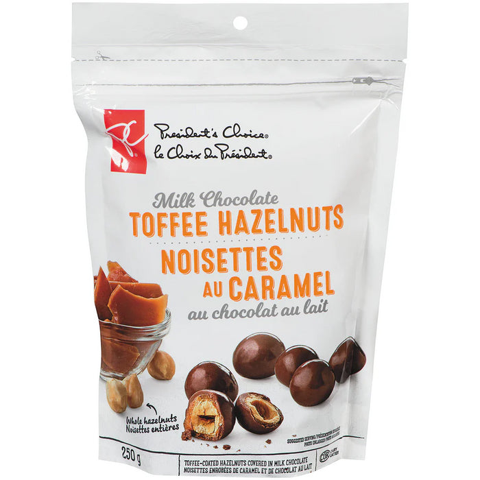 President's Choice Milk Chocolate Toffee Hazelnuts, 250g/8.75oz Bag