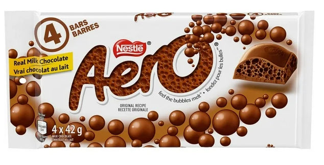 Nestle Aero Milk Chocolate Bars, 4 x 42g, 168g