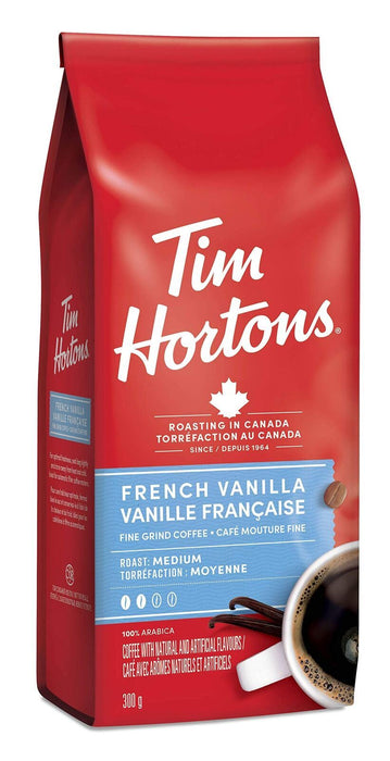 Tim Hortons French Vanilla, Fine Grind Coffee, Medium Roast, 300g/10.6 oz. Bag, - CanadaGrocery