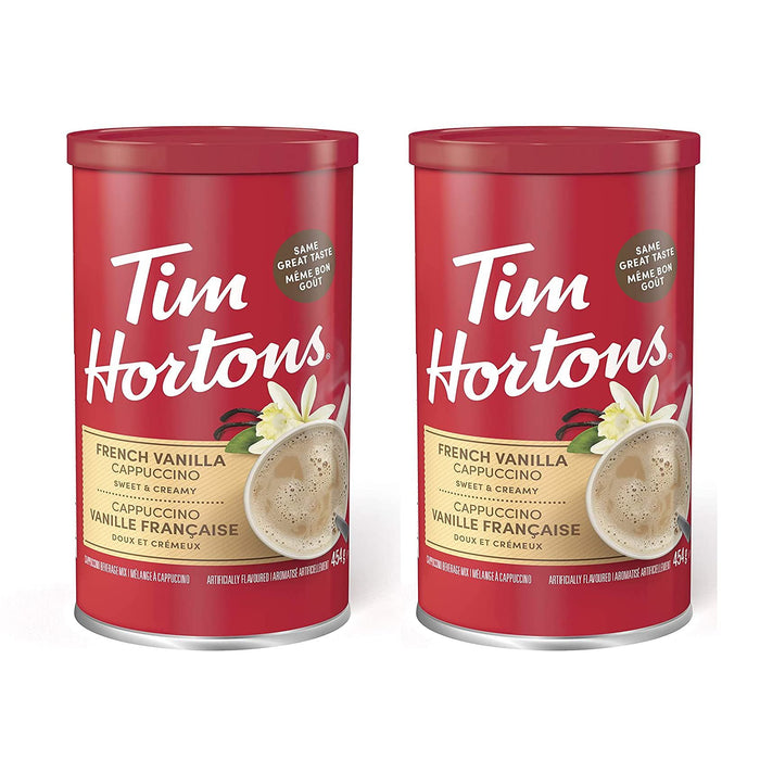 Tim Hortons French Vanilla Cappuccino Beverage Mix 16oz Each 2 Cans